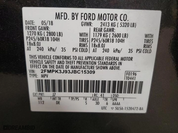 2018 Ford Edge SEL with VIN 2FMPK3J93JBC15309, listed as a Copart auction lot 51167915 with 166,386 mi miles and Clean Title. Bid and sale history available at carsss.com. Image 13.