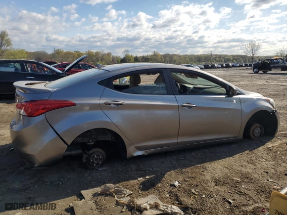 2013 Hyundai Elantra Limited with VIN 5NPDH4AE4DH287766, listed as a Copart auction lot 52394785 with 0 mi miles and Salvage Title. Bid and sale history available at carsss.com. Image 3.
