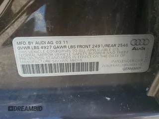 2011 Audi A4 2.0T Premium Plus with VIN WAUFFAFLXBN049516, listed as a Copart auction lot 54549225 with 113,741 mi miles and Salvage Title. Bid and sale history available at carsss.com. Image 13.