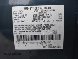 2016 Ford Edge Titanium with VIN 2FMPK4K96GBB66684, listed as a IAAI auction lot 41487600 with 170,238 mi miles. Bid and sale history available at carsss.com. Image 9.