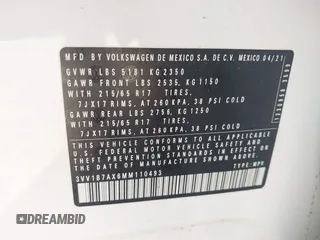 2021 Volkswagen Tiguan S с VIN 3VV1B7AX6MM110493, выставлен на аукционе IAAI как лот 42042818 с пробегом 49 745 миль миль и . История ставок и продаж доступна на DreamBid. Изображение 9.