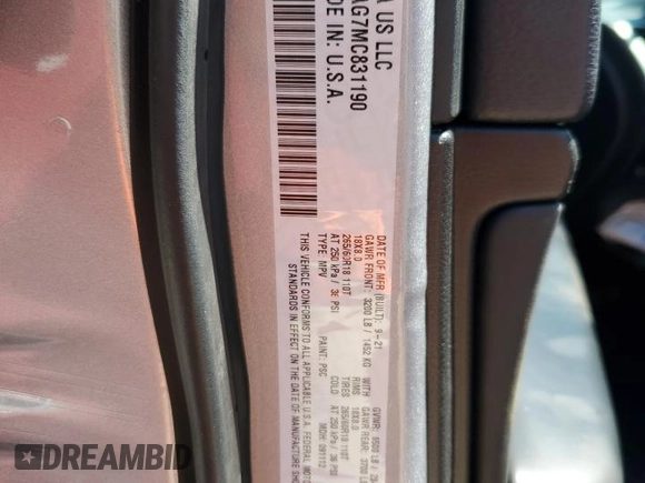 2021 Jeep Grand Cherokee Laredo E with VIN 1C4RJEAG7MC831190, listed as a Copart auction lot 59054775 with 29,488 mi miles and Salvage title. Bid and sale history available at DreamBid. Image 12.