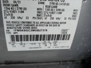 2021 Ford Explorer ST with VIN 1FM5K8GC3MGB27378, listed as a Copart auction lot 44305675 with 67,421 mi miles and Salvage Title. Bid and sale history available at carsss.com. Image 13.