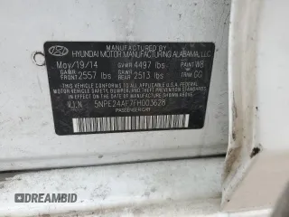 2015 Hyundai Sonata SE with VIN 5NPE24AF7FH003628, listed as a Copart auction lot 45699755 with 196,522 mi miles and Salvage Title. Bid and sale history available at DreamBid. Image 12.