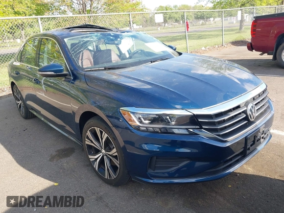 2021 Volkswagen Passat SE with VIN 1VWSA7A36MC010749, listed as a IAAI auction lot 42141065 with 43,571 mi miles and . Bid and sale history available at DreamBid. Image 1.
