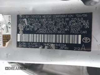 2006 Toyota Prius with VIN JTDKB20U967518836, listed as a IAAI auction lot 41602066 with Not Provided miles. Bid and sale history available at carsss.com. Image 9.
