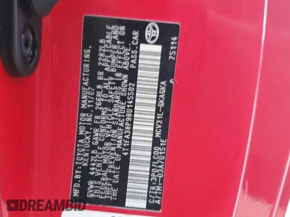 2008 Toyota Solara SE with VIN 4T1FA38P98U145502, listed as a Copart auction lot 74036844 with Not Provided miles and Non Repairable. Bid and sale history available at DreamBid. Image 12.