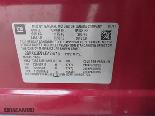 2018 Chevrolet Equinox LT with VIN 2GNAXJEV1J6129715, listed as a IAAI auction lot 41546715 with 143,941 mi miles. Bid and sale history available at carsss.com. Image 9.
