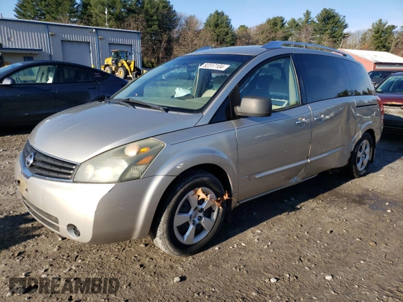 2007 Nissan Quest S with VIN 5N1BV28UX7N121141, listed as a Copart auction lot 82317104 with 147,060 mi miles and Clean Title. Bid and sale history available at carsss.com. Image 1.