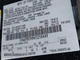 2017 Ford Mustang EcoBoost with VIN 1FA6P8TH9H5259449, listed as a IAAI auction lot 41820818 with 1 mi miles. Bid and sale history available at carsss.com. Image 9.