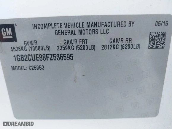 2015 Chevrolet Silverado 2500HD Built After Aug 14 Work Truck with VIN 1GB2CUE88FZ536595, listed as a IAAI auction lot 41582419 with NaN miles. Bid and sale history available at carsss.com. Image 9.
