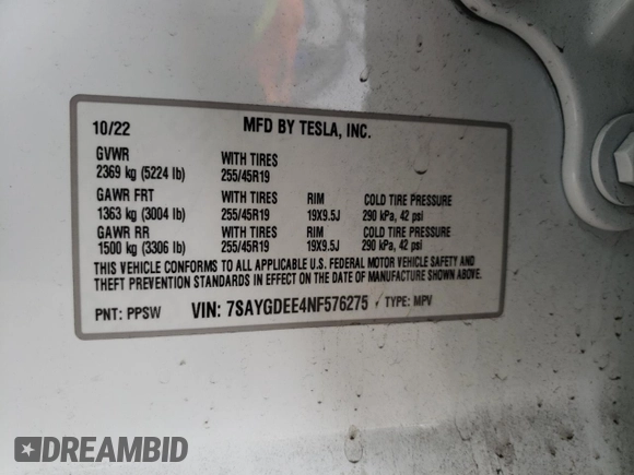 2022 Tesla Model Y Long Range z VIN 7SAYGDEE4NF576275, wystawiony jako Copart lot #53968925 z przebiegiem 30 524 mil mil oraz Szkoda całkowita • Salvage title. Historia ofert i sprzedaży dostępna na DreamBid. Obrazek 13.