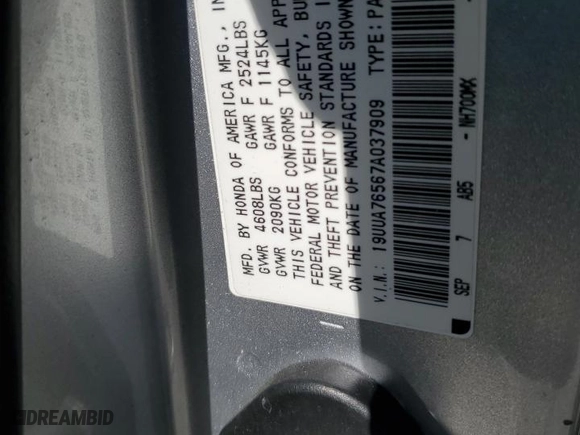 2007 Acura TL Type-S with VIN 19UUA76567A037909, listed as a Copart auction lot 52577385 with 0 mi miles and Salvage Title. Bid and sale history available at carsss.com. Image 14.