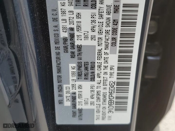 2023 Mazda CX-30 2.5 S Select Package with VIN 3MVDMBBM0PM583452, listed as a Copart auction lot 50622745 with 4,547 mi miles and Salvage Title. Bid and sale history available at carsss.com. Image 15.