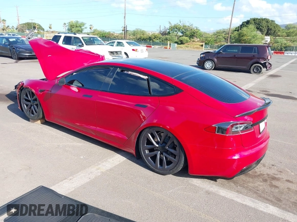 2022 Tesla Model S Plaid with VIN 5YJSA1E61NF460253, listed as a IAAI auction lot 40328727 with Not provided miles and . Bid and sale history available at DreamBid. Image 3.