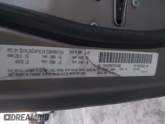 2007 Dodge Caliber with VIN 1B3HB28B07D281882, listed as a IAAI auction lot 41824201 with 119,963 mi miles and . Bid and sale history available at DreamBid. Image 9.