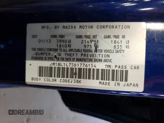 2013 Mazda 3 i Touring with VIN JM1BL1L75D1776154, listed as a Copart auction lot 54899595 with 72,463 mi miles and Salvage Title. Bid and sale history available at DreamBid. Image 13.
