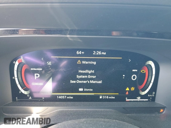 2024 Nissan Pathfinder Platinum with VIN 5N1DR3DH3RC233340, listed as a Copart auction lot 46373455 with 14,057 mi miles and Salvage title. Bid and sale history available at DreamBid. Image 9.
