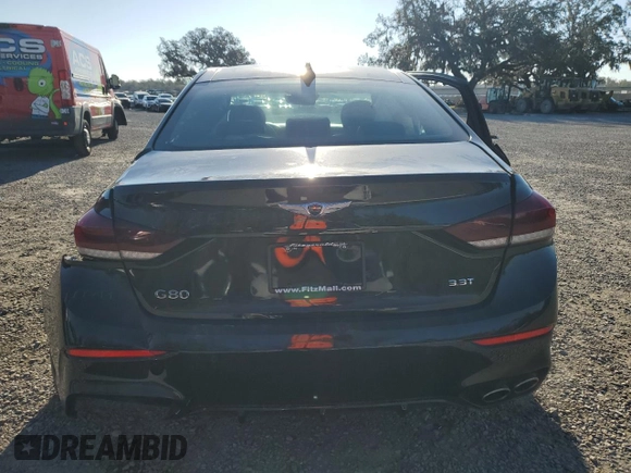 2019 Genesis G80 3.3T Sport with VIN KMHGN4JB3KU300405, listed as a Copart auction lot 46150295 with 53,482 mi miles and Salvage Title. Bid and sale history available at carsss.com. Image 6.