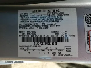 2010 Ford Fusion Hybrid with VIN 3FADP0L34AR178536, listed as a Copart auction lot 59860475 with 227,024 mi miles and Salvage title. Bid and sale history available at DreamBid. Image 12.