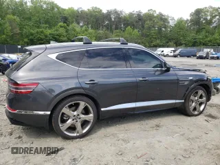 2022 Genesis GV80 with VIN KMUHCESC5NU100445, listed as a Copart auction lot 55877355 with 32,684 mi miles and Salvage title. Bid and sale history available at DreamBid. Image 3.