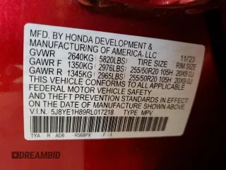 2024 Acura MDX Advance with VIN 5J8YE1H89RL017218, listed as a Copart auction lot 51712035 with 21,906 mi miles and Salvage title. Bid and sale history available at DreamBid. Image 13.