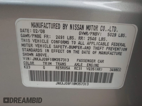 2008 Infiniti EX Journey с VIN JNKAJ09F18M357313, выставлен на аукционе IAAI как лот 42515565 с пробегом 159 634 миль миль и . История ставок и продаж доступна на DreamBid. Изображение 9.