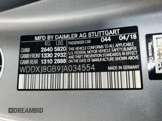2018 Mercedes-Benz S-Class S 560 with VIN WDDXJ8GB9JA034554, listed as a Copart auction lot 51019884 with 0 mi miles and Non Repairable. Bid and sale history available at carsss.com. Image 15.
