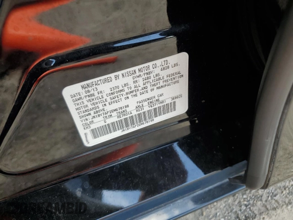 2014 Infiniti Q50 Premium with VIN JN1BV7AP2EM678198, listed as a Copart auction lot 61614325 with 163,943 mi miles and Salvage title. Bid and sale history available at DreamBid. Image 13.