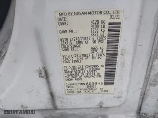2021 Nissan NV Cargo SV with VIN 1N6BF0LY8MN803945, listed as a IAAI auction lot 41459255 with 70,324 mi miles. Bid and sale history available at carsss.com. Image 9.