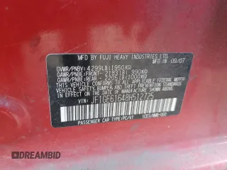 2008 Subaru Impreza Sedan (Natl) i w/Premium Pkg with VIN JF1GE61648H512725, listed as a Copart auction lot 49479465 with 222,230 mi miles and Salvage Title. Bid and sale history available at carsss.com. Image 12.