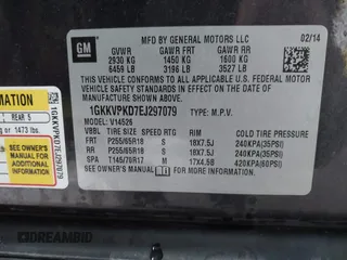 2014 GMC Acadia SLE z VIN 1GKKVPKD7EJ297079, wystawiony jako IAAI lot #42327559 z przebiegiem 148 810 mil mil oraz . Historia ofert i sprzedaży dostępna na DreamBid. Obrazek 9.