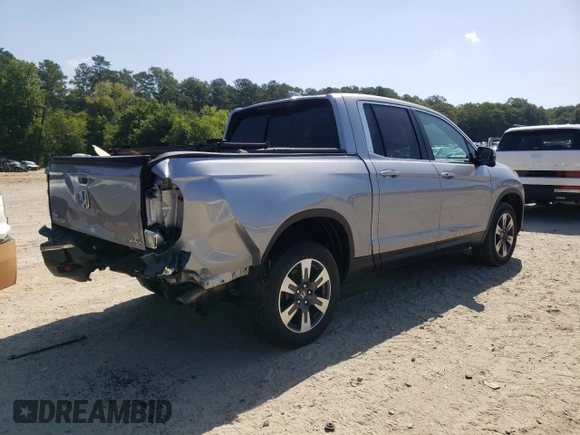 2019 Honda Ridgeline RTL-T with VIN 5FPYK3F69KB028918, listed as a Copart auction lot 59551445 with 34,948 mi miles and Salvage title. Bid and sale history available at DreamBid. Image 3.