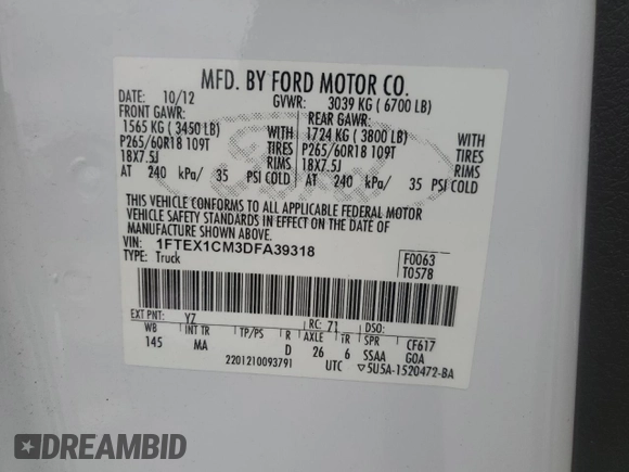 2013 Ford F-150 XL z VIN 1FTEX1CM3DFA39318, wystawiony jako Copart lot #56255635 z przebiegiem 284 281 mil mil oraz Szkoda całkowita • Salvage title. Historia ofert i sprzedaży dostępna na DreamBid. Obrazek 13.