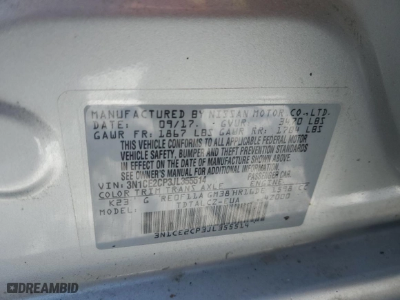 2018 Nissan Versa Note S with VIN 3N1CE2CP3JL355514, listed as a Copart auction lot 42996955 with 211,603 mi miles and Clean Title. Bid and sale history available at carsss.com. Image 12.