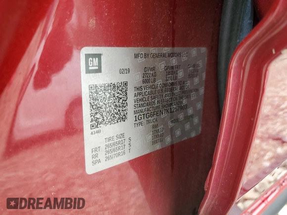 2019 GMC Canyon 4WD All Terrain w/Cloth with VIN 1GTG6FEN7K1257903, listed as a Copart auction lot 63249294 with 29,687 mi miles and Salvage Title. Bid and sale history available at carsss.com. Image 12.