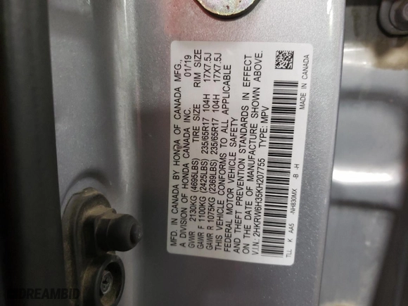 2019 Honda CR-V LX with VIN 2HKRW6H35KH207755, listed as a Copart auction lot 44758415 with 91,441 mi miles and Salvage Title. Bid and sale history available at carsss.com. Image 12.