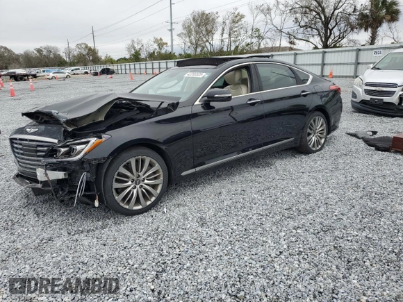2018 Genesis G80 Ultimate with VIN KMHGN4JF7JU216279, listed as a Copart auction lot 42200505 with 52,514 mi miles and Salvage Title. Bid and sale history available at DreamBid. Image 1.
