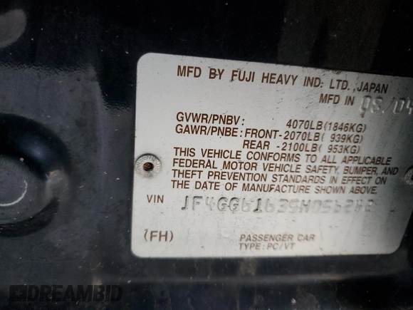 2005 Saab 9-2X Linear z VIN JF4GG61635H056242, wystawiony jako Copart lot #85248234 z przebiegiem 118 183 mil mil oraz Szkody całkowita. Historia ofert i sprzedaży dostępna na DreamBid. Obrazek 15.