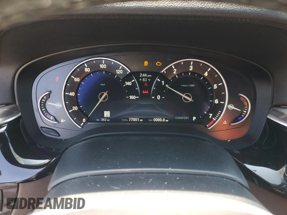 2018 BMW 5 Series 540i with VIN WBAJE5C51JWA94673, listed as a Copart auction lot 59807825 with 77,051 mi miles and Salvage title. Bid and sale history available at DreamBid. Image 9.