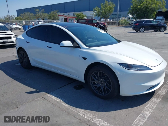 2025 Tesla Model 3 Long Range with VIN 5YJ3E1EB3SF914858, listed as a IAAI auction lot 42719707 with 5,849 mi miles and . Bid and sale history available at DreamBid. Image 1.