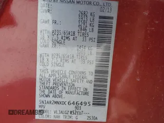 2013 Nissan Pathfinder S с VIN 5N1AR2MNXDC646495, выставлен на аукционе Copart как лот 66859175 с пробегом 123 024 миль миль и Чистый • Clean title. История ставок и продаж доступна на DreamBid. Изображение 13.