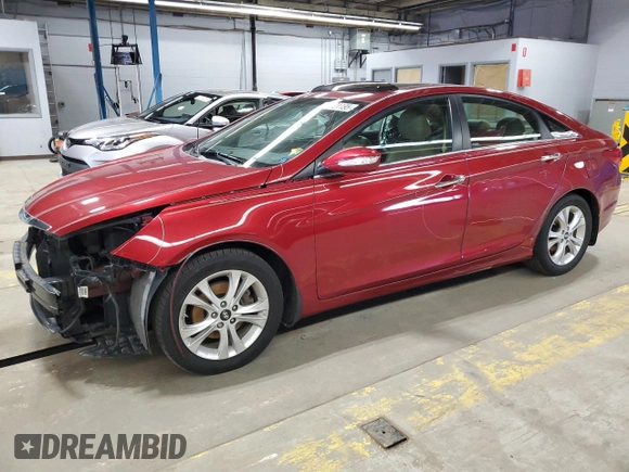 2013 Hyundai Sonata Limited with VIN 5NPEC4AC8DH614803, listed as a Copart auction lot 52021195 with 91,708 mi miles and Salvage Title. Bid and sale history available at DreamBid. Image 1.