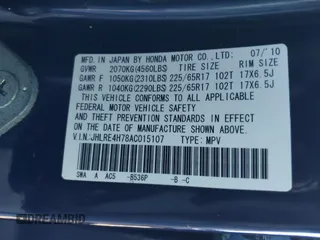 2010 Honda CR-V EX-L with VIN JHLRE4H78AC015107, listed as a IAAI auction lot 42791915 with 213,923 mi miles and . Bid and sale history available at DreamBid. Image 9.