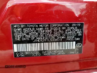 2020 Lexus LS with VIN JTHEYLFF1L5008514, listed as a Copart auction lot 65284415 with 40,723 mi miles and Salvage title. Bid and sale history available at DreamBid. Image 12.