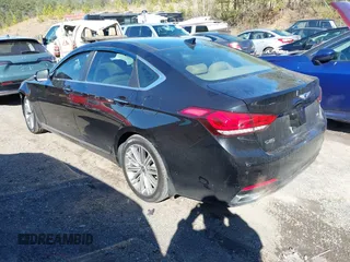 2018 Genesis G80 3.8L with VIN KMHGN4JE0JU265072, listed as a IAAI auction lot 41596549 with 121,502 mi miles. Bid and sale history available at carsss.com. Image 3.