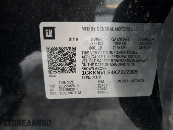 2019 GMC Acadia SLT with VIN 1GKKNVLS4KZ217395, listed as a Copart auction lot 88508125 with 21,954 mi miles and Clean Title. Bid and sale history available at DreamBid. Image 13.