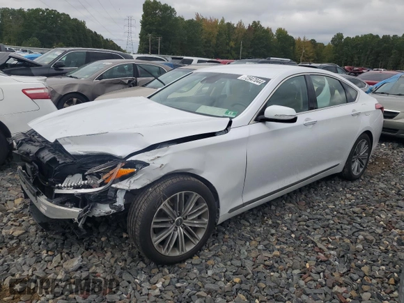 2018 Genesis G80 3.8L with VIN KMHGN4JE0JU240981, listed as a Copart auction lot 72947044 with 43,870 mi miles and Salvage Title. Bid and sale history available at carsss.com. Image 1.