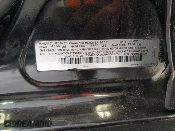 2010 Volkswagen Jetta SE z VIN 3VWRZ7AJ6AM008385, wystawiony jako Copart lot #57527875 z przebiegiem 194 632 mil mil oraz Nie do naprawy • Non repairable. Historia ofert i sprzedaży dostępna na DreamBid. Obrazek 12.