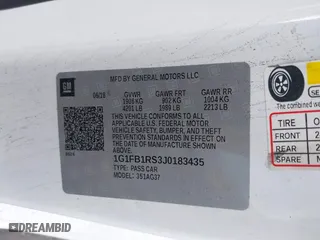 2018 Chevrolet Camaro 1LT with VIN 1G1FB1RS3J0183435, listed as a IAAI auction lot 41705230 with 65,651 mi miles. Bid and sale history available at carsss.com. Image 9.